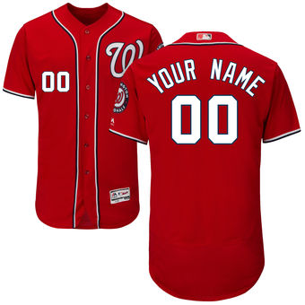 Men's Washington Nationals Majestic Alternate Scarlet FlexBase Authentic Collection Custom Jersey