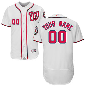 Men's Washington Nationals Majestic Home White FlexBase Authentic Collection Custom Jersey