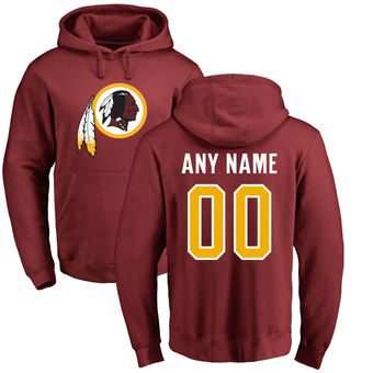 Men's Washington Redskins Pro Line Maroon Any Name & Number Logo Personalized Pullover Hoodie.