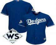 Men Los Angeles Dodgers Majestic Royal 2017 World Series Patch Cool Base Team Jersey