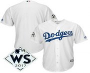 Men Los Angeles Dodgers Majestic White 2017 World Series Patch Cool Base Team Jersey