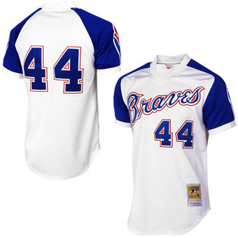 Mens Atlanta Braves Hank Aaron Mitchell & Ness White MLB Authentic Jersey Mens Atlanta Braves Hank Aaron Mitchell & Ness White MLB Authentic Jersey