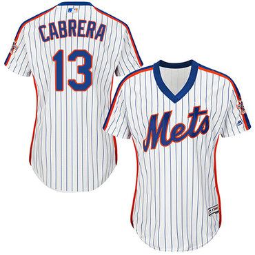 Mets #13 Asdrubal Cabrera White(Blue Strip) Alternate Women's Stitched MLB Jersey Mets #13 Asdrubal Cabrera White(Blue Strip) Alternate Women's Stitched MLB Jersey