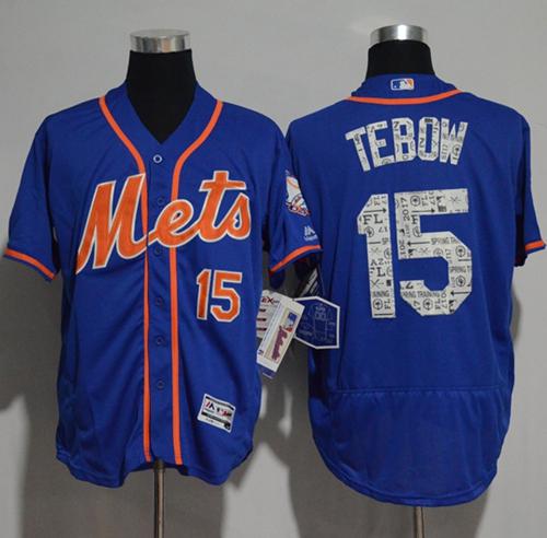 Mets #15 Tim Tebow Blue 2017 Spring Training Authentic FlexBase Stitched MLB Jersey