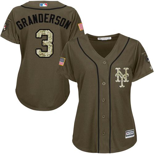 Mets #3 Curtis Granderson Green Salute to Service Women's Stitched MLB Jersey