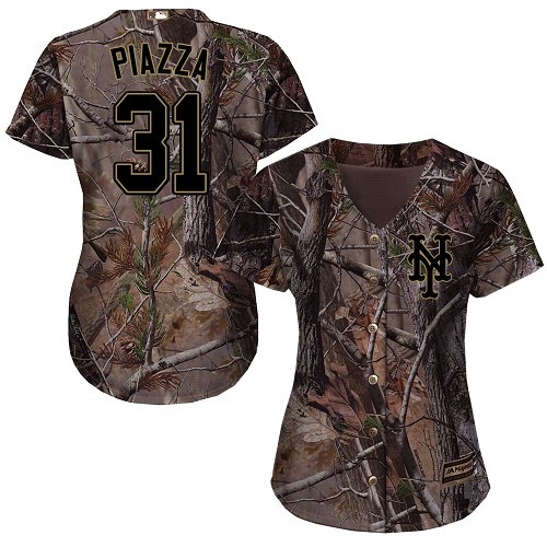 Mets #31 Mike Piazza Camo Realtree Collection Cool Base Women's Stitched Baseball Jersey