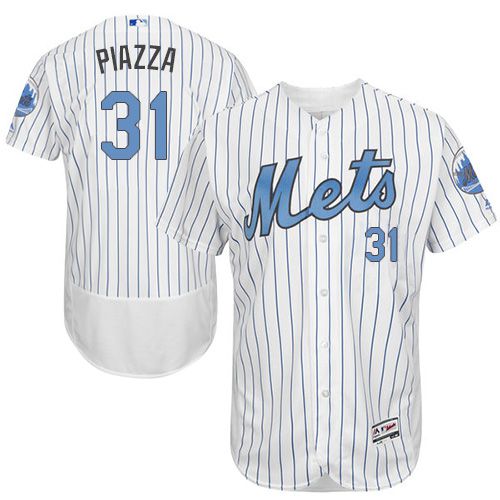 Mets #31 Mike Piazza White(Blue Strip) Flexbase Authentic Collection 2016 Father's Day Stitched MLB Jersey Mets #31 Mike Piazza White(Blue Strip) Flexbase Authentic Collection 2016 Father's Day Stitched MLB Jersey