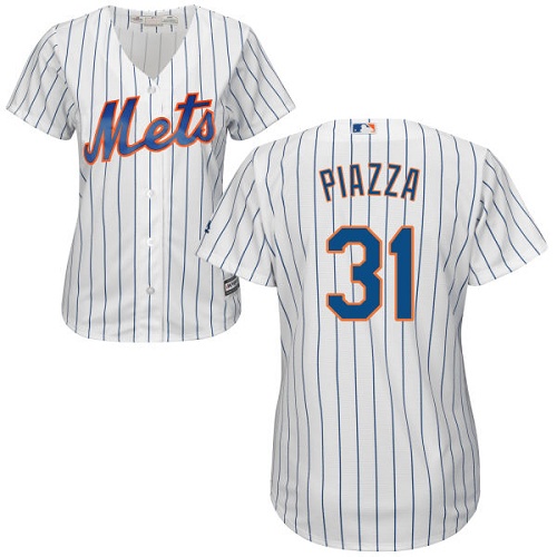 Mets #31 Mike Piazza White(Blue Strip) Home Women's Stitched MLB Jersey Mets #31 Mike Piazza White(Blue Strip) Home Women's Stitched MLB Jersey