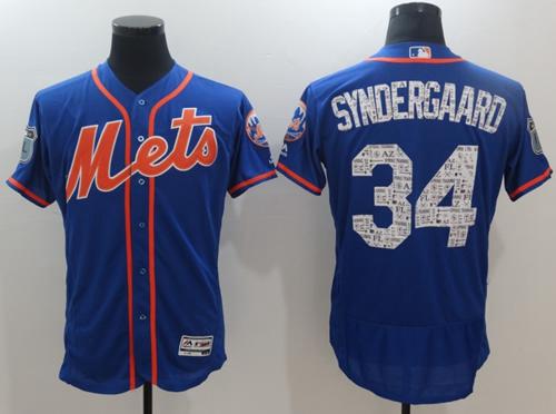 Mets #34 Noah Syndergaard Blue 2017 Spring Training Authentic FlexBase Stitched MLB Jersey