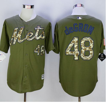 Mets #48 Jacob DeGrom Green Camo New Cool Base Stitched MLB Jersey