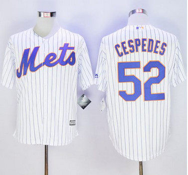 Mets #52 Yoenis Cespedes White(Blue Strip) New Cool Base Stitched MLB Jersey