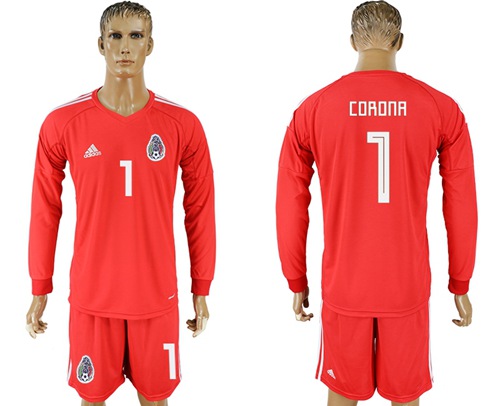 Mexico #1 Corona Red Long Sleeves Goalkeeper Soccer Country Jersey Mexico #1 Corona Red Long Sleeves Goalkeeper Soccer Country Jersey