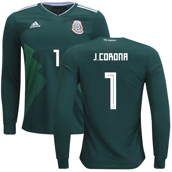 Mexico #1 J.Corona Home Long Sleeves Kid Soccer Country Jersey Mexico #1 J.Corona Home Long Sleeves Kid Soccer Country Jersey