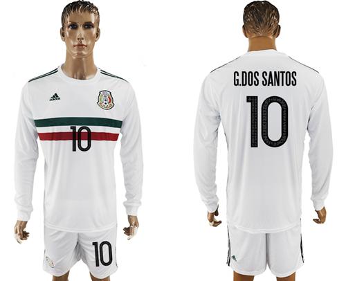 Mexico #10 G.Dos Santos Away Long Sleeves Soccer Country Jersey Mexico #10 G.Dos Santos Away Long Sleeves Soccer Country Jersey