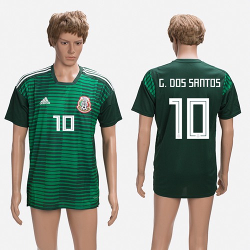 Mexico #10 G.Dos Santos Green Training Soccer Country Jersey Mexico #10 G.Dos Santos Green Training Soccer Country Jersey