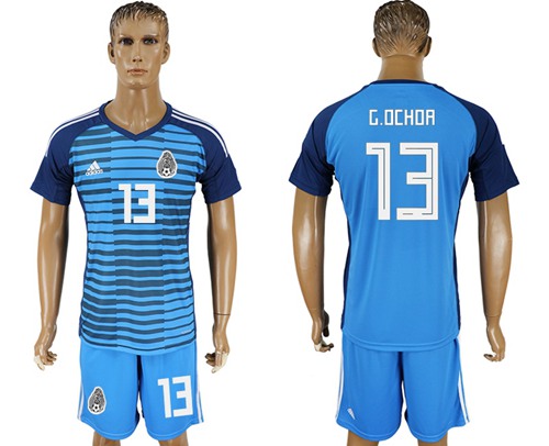 Mexico #13 G.Ochoa Blue Goalkeeper Soccer Country Jersey Mexico #13 G.Ochoa Blue Goalkeeper Soccer Country Jersey