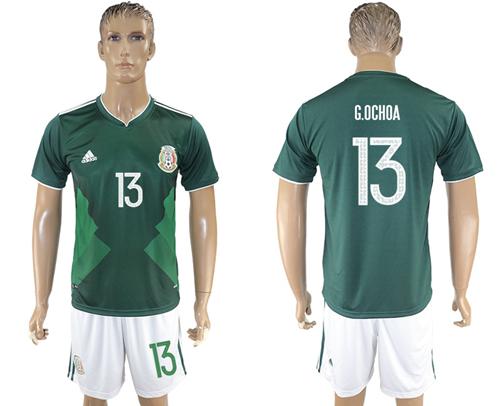 Mexico #13 G.Ochoa Green Home Soccer Country Jersey Mexico #13 G.Ochoa Green Home Soccer Country Jersey