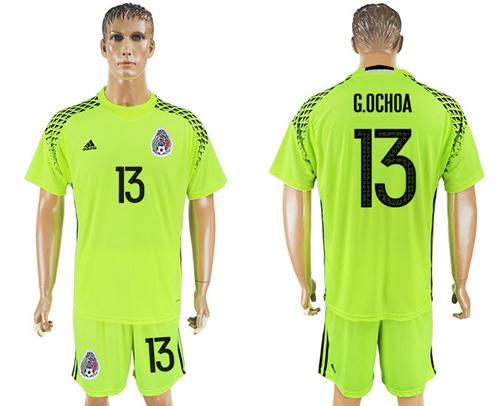 Mexico #13 G.Ochoa Shiny Green Goalkeeper Soccer Country Jersey Mexico #13 G.Ochoa Shiny Green Goalkeeper Soccer Country Jersey