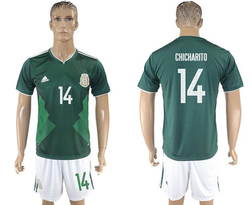 Mexico #14 Chicharito Green Home Soccer Country Jersey Mexico #14 Chicharito Green Home Soccer Country Jersey