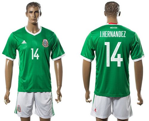 Mexico #14 J.Hernandez Green Home Soccer Country Jersey Mexico #14 J.Hernandez Green Home Soccer Country Jersey