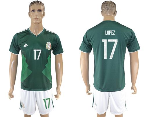 Mexico #17 Lopez Green Home Soccer Country Jersey Mexico #17 Lopez Green Home Soccer Country Jersey