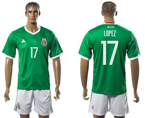 Mexico #17 Lopez Green Home Soccer Country Jersey Mexico #17 Lopez Green Home Soccer Country Jersey