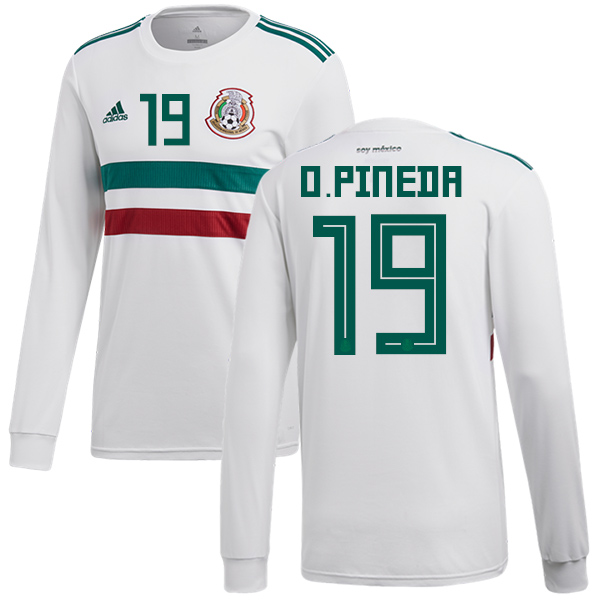 Mexico #19 O.Pineda Away Long Sleeves Soccer Country Jersey Mexico #19 O.Pineda Away Long Sleeves Soccer Country Jersey