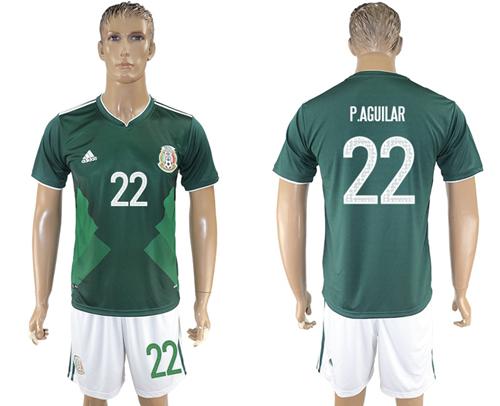Mexico #22 P.Aguilar Green Home Soccer Country Jersey Mexico #22 P.Aguilar Green Home Soccer Country Jersey