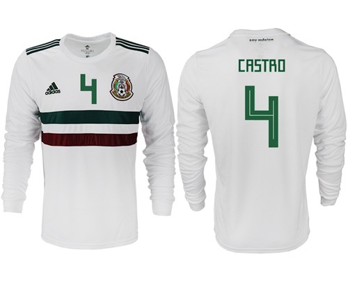 Mexico #4 Castro Away Long Sleeves Soccer Country Jersey Mexico #4 Castro Away Long Sleeves Soccer Country Jersey