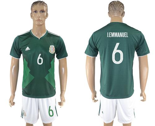 Mexico #6 J.Emmanuel Green Home Soccer Country Jersey Mexico #6 J.Emmanuel Green Home Soccer Country Jersey