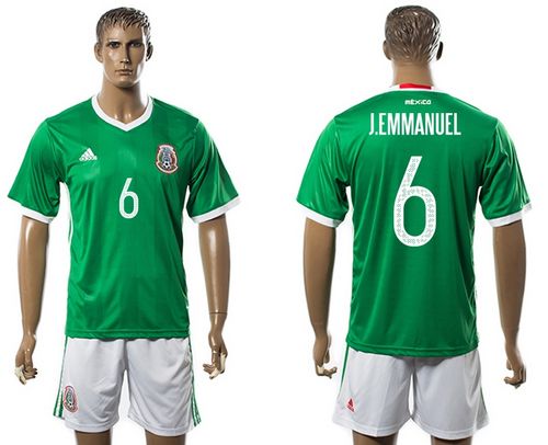Mexico #6 J.Emmanuel Green Home Soccer Country Jersey Mexico #6 J.Emmanuel Green Home Soccer Country Jersey