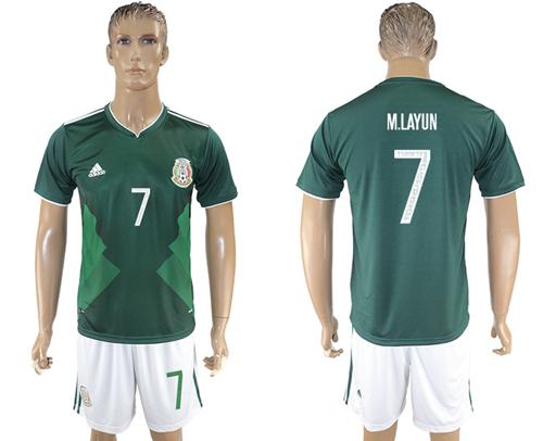 Mexico #7 M.Layun Green Home Soccer Country Jersey Mexico #7 M.Layun Green Home Soccer Country Jersey