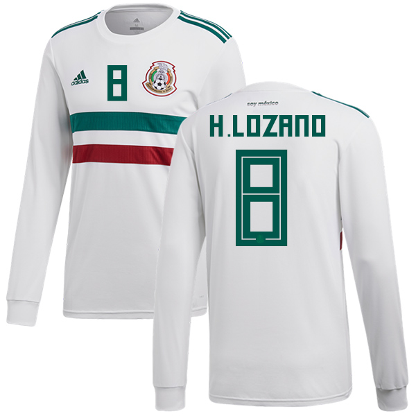Mexico #8 H.Lozano Away Long Sleeves Soccer Country Jersey