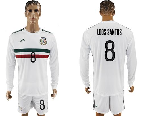 Mexico #8 J.Dos Santos Away Long Sleeves Soccer Country Jersey Mexico #8 J.Dos Santos Away Long Sleeves Soccer Country Jersey