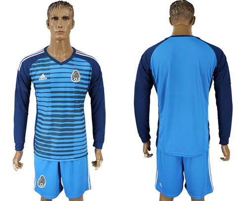 Mexico Blank Blue Long Sleeves Goalkeeper Soccer Country Jersey Mexico Blank Blue Long Sleeves Goalkeeper Soccer Country Jersey