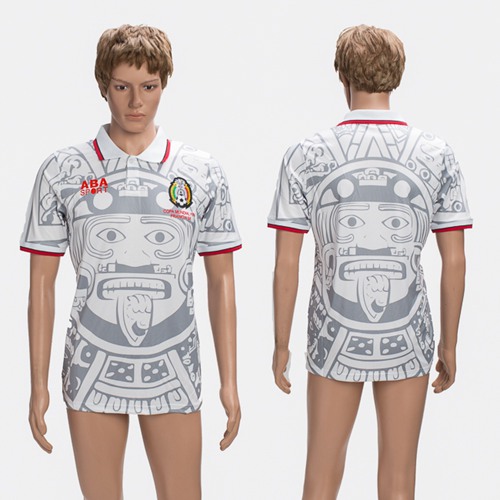 Mexico Blank White 1998 Throwback Soccer Country Jersey Mexico Blank White 1998 Throwback Soccer Country Jersey