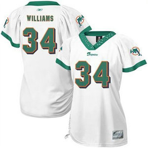 Miami Dolphins #34 R. Williams white women jerseys
