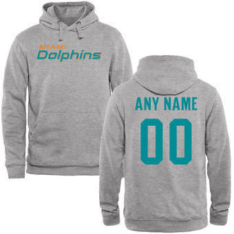Miami Dolphins Steel Custom Name & Number Wordmark Pullover Hoodie