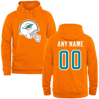 Miami Dolphins Tennessee Orange Custom Name & Number Helmet Pullover Hoodie Miami Dolphins Tennessee Orange Custom Name & Number Helmet Pullover Hoodie