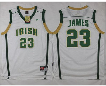 Miami Heat #23 LeBron James White Irish High School Stitched NBA Jersey Miami Heat #23 LeBron James White Irish High School Stitched NBA Jersey