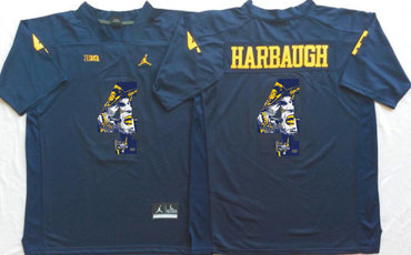 Michigan Wolverines 4 Jim Harbaugh Navy Portrait Number College Jersey Michigan Wolverines 4 Jim Harbaugh Navy Portrait Number College Jersey
