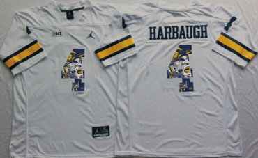 Michigan Wolverines 4 Jim Harbaugh White Portrait Number College Jersey Michigan Wolverines 4 Jim Harbaugh White Portrait Number College Jersey