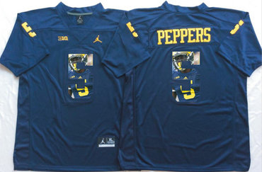 Michigan Wolverines 5 Jabrill Peppers Navy Portrait Number College Jersey Michigan Wolverines 5 Jabrill Peppers Navy Portrait Number College Jersey