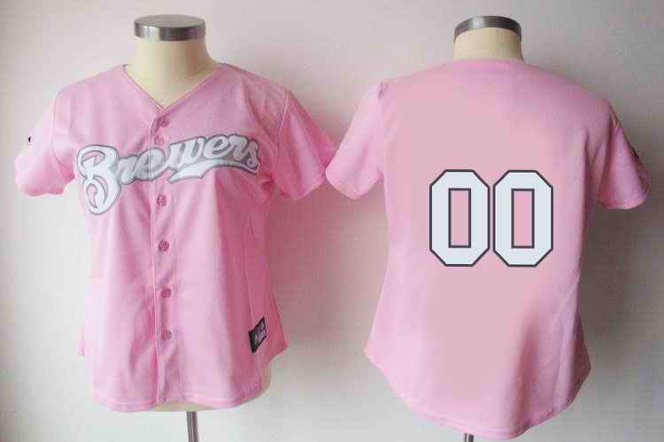 Milwaukee Brewers Blank Pink Women Custom Jerseys Milwaukee Brewers Blank Pink Women Custom Jerseys