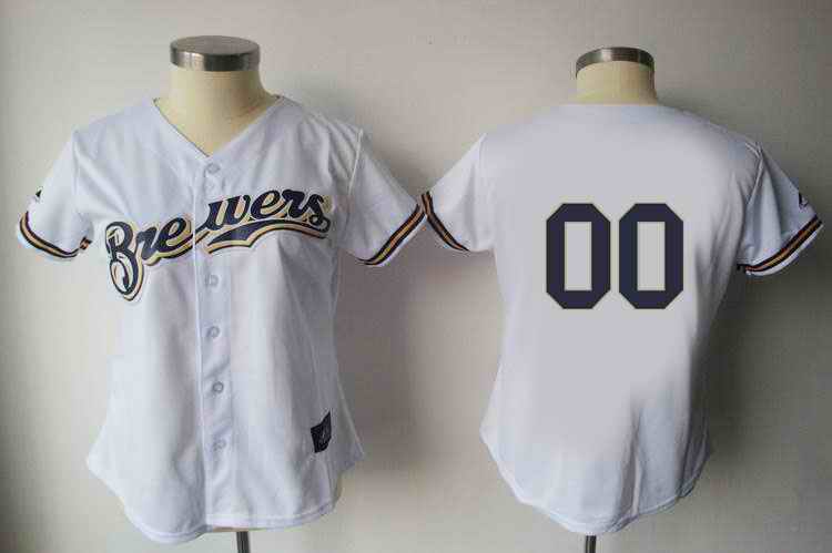 Milwaukee Brewers Blank White Women Custom Jerseys Milwaukee Brewers Blank White Women Custom Jerseys