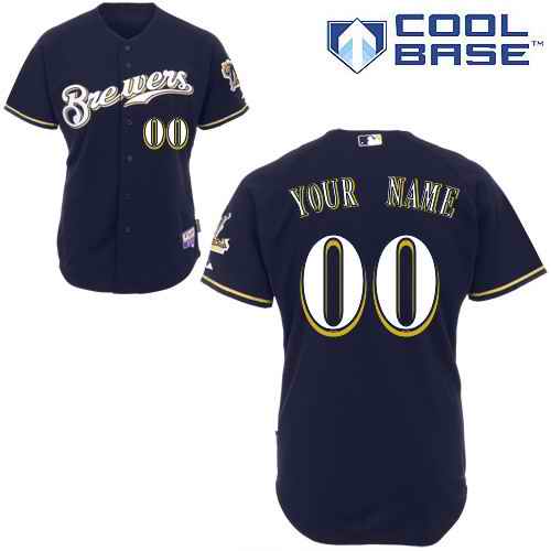 Milwaukee Brewers Dark Blue Man Custom Jerseys
