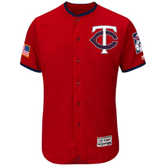 Minnesota Twins Majestic Fashion Stars & Stripes FlexBase Jersey - Scarlet Minnesota Twins Majestic Fashion Stars & Stripes FlexBase Jersey - Scarlet