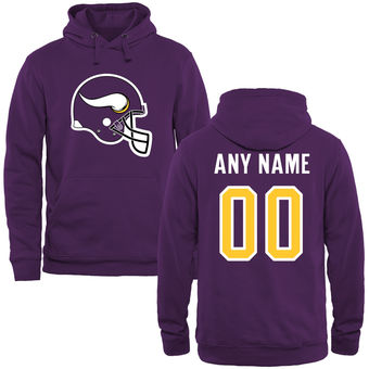 Minnesota Vikings Purple Custom Name & Number Helmet Pullover Hoodie