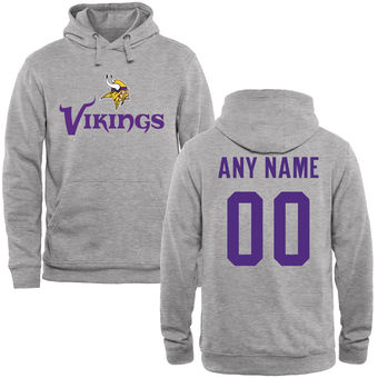 Minnesota Vikings Steel Custom Name & Number Wordmark Pullover Hoodie