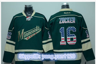 Minnesota Wild #16 Jason Zucker Green USA Flag Fashion Stitched NHL Jersey